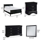 Fy Four Piece Queen Size Bedroom Set, Antique Nickel Metal Handles, Black