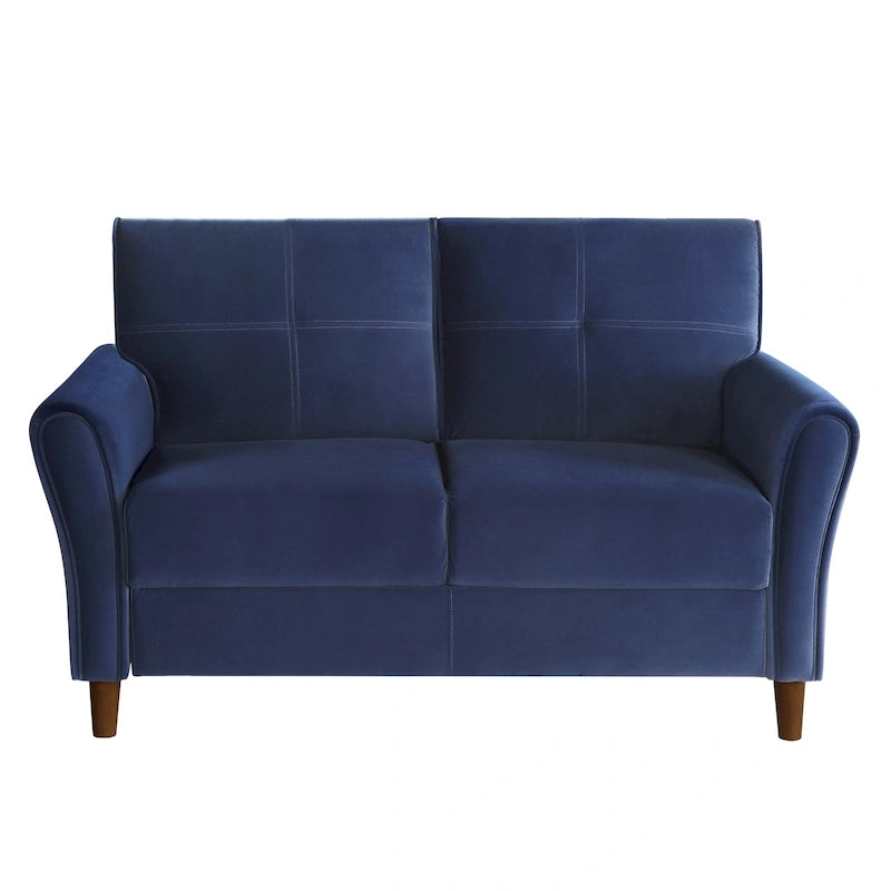 Brown Velvet Upholstery 1Pc Comfort Loveseat Plush Seatbacks Tufted Detail Solid Wood Frame Modern Living Room Furniture