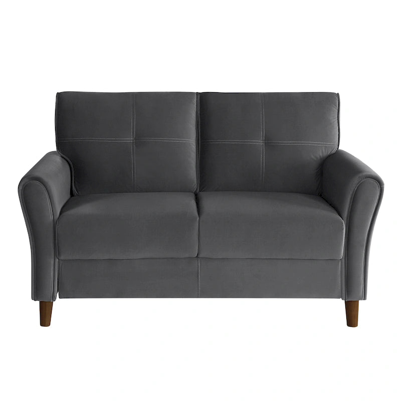 Brown Velvet Upholstery 1Pc Comfort Loveseat Plush Seatbacks Tufted Detail Solid Wood Frame Modern Living Room Furniture