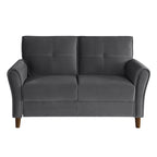 Brown Velvet Upholstery 1Pc Comfort Loveseat Plush Seatbacks Tufted Detail Solid Wood Frame Modern Living Room Furniture