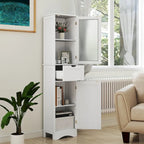 Costway Bathroom Tall Cabinet Freestanding Linen Tower with Doors & - See Details