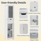 Costway Bathroom Tall Cabinet Freestanding Linen Tower with Doors & - See Details