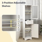 Costway Bathroom Tall Cabinet Freestanding Linen Tower with Doors & - See Details