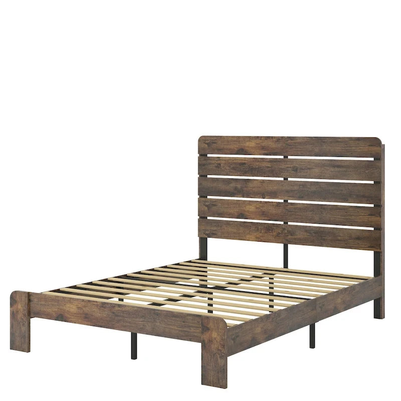 3-Pieces Bedroom Sets Wood Platform Bed Frame and Headboard,Solid Wood Nightstands Set of 2 with Three Drawer