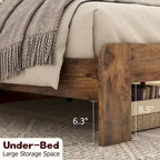 3-Pieces Bedroom Sets Wood Platform Bed Frame and Headboard,Solid Wood Nightstands Set of 2 with Three Drawer
