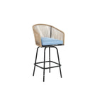 Outdoor Patio Bar Stools Set of 4 with Armrests, All Weather Rattan Bar Chairs with Backrest for Backyard, Garden, Pool, Balcony