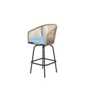Outdoor Patio Bar Stools Set of 4 with Armrests, All Weather Rattan Bar Chairs with Backrest for Backyard, Garden, Pool, Balcony