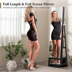 Gymax Swivel Jewelry Cabinet w/ Mirror Jewelry Storage Organizer