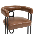 Contemporary PU Dining Chair set of 2, Barrel Chair with Matte Black Metal Legs and Round Thickened Cushion