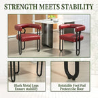 Contemporary PU Dining Chair set of 2, Barrel Chair with Matte Black Metal Legs and Round Thickened Cushion