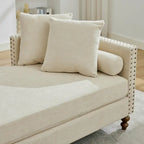75.2 Chenille 3-Seater Sleeper Sofa with 4 Throw Pillows And 2 Bolsters