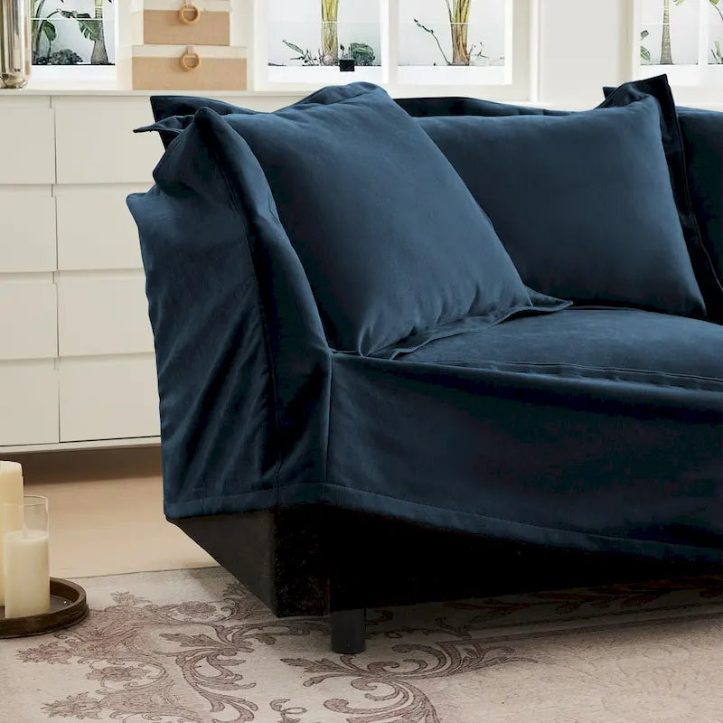 120 Chenille L-Shaped Sectional with Convertible Ottoman & 2 Pillows and 3-Seater Cloud Couch