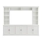 97.4W Mid-Century TV Stand with Bookshelves, Adjustable Shelf & Bridge - Entertainment Center for TVs Up to 70