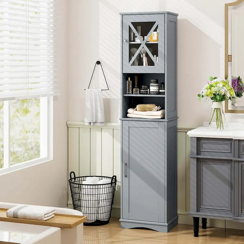 Costway 67 Tall Bathroom Cabinet Freestanding Storage Cabinet with 5 - See Details