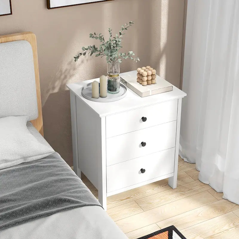 3-Drawer Wooden Nightstand Bedside Table