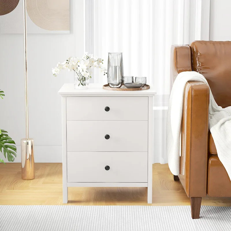 3-Drawer Wooden Nightstand Bedside Table