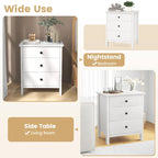 3-Drawer Wooden Nightstand Bedside Table