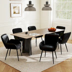 Set of 4 Cat-Scratch Resistant Dining Chairs with Gold Metal Legs