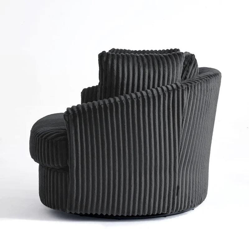 DREAMSIDEA 2 Set Recessed Arm Slipcovered Swivel Barrel Chair