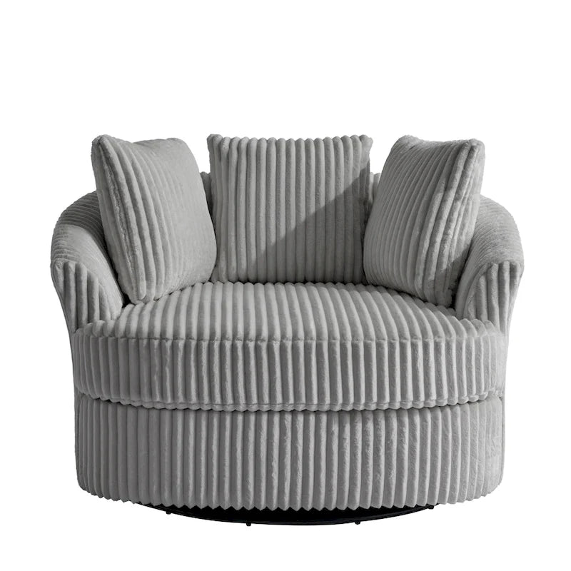 DREAMSIDEA 2 Set Recessed Arm Slipcovered Swivel Barrel Chair