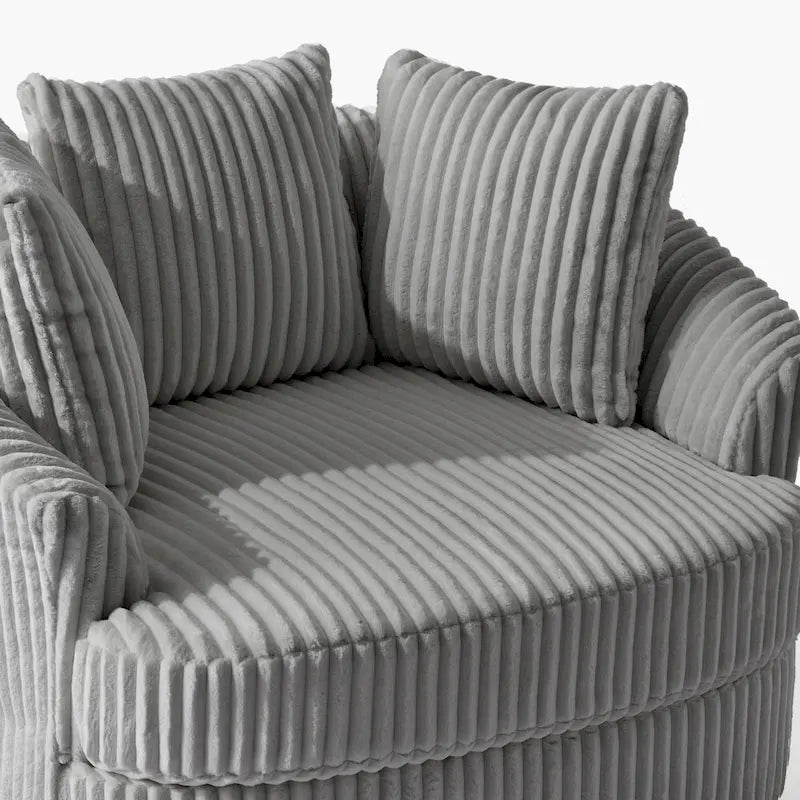 DREAMSIDEA 2 Set Recessed Arm Slipcovered Swivel Barrel Chair