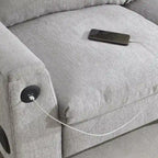96 Chenille Smart Sectional Sofa with Bluetooth Speaker, Drop-Down Table & USB Charger and 3-Seater Cloud Couch