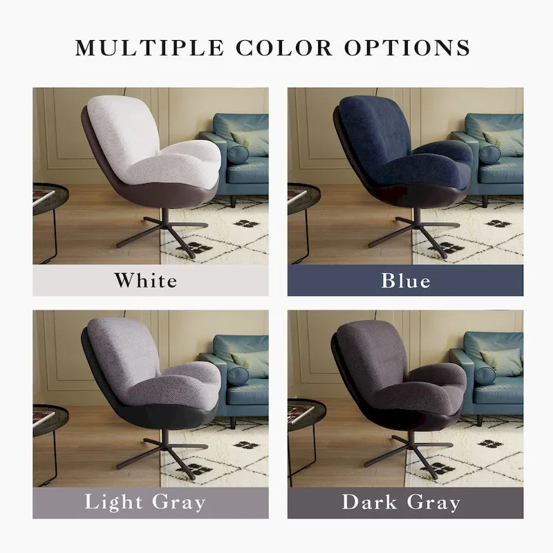 Modern Chenille 360 Swivel Office Chair with Metal Base Frame