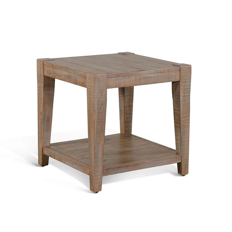 Lilly Side End Table, 1 Shelf, Light Brown Mahogany, 24 Inch Square