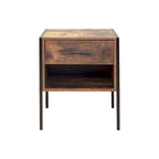 Vintage Industrial Nightstand Set of 2, Living Room Side Table with Drawers, Storage Cabinet with Open Shelves
