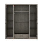 4-Door Wardrobe, Wood Free-Standing Cabinet Closet with Shelves and Drawer, Clothes Organizer for Bedroom Entryway - N/A