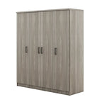 4-Door Wardrobe, Wood Free-Standing Cabinet Closet with Shelves and Drawer, Clothes Organizer for Bedroom Entryway - N/A