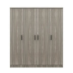 4-Door Wardrobe, Wood Free-Standing Cabinet Closet with Shelves and Drawer, Clothes Organizer for Bedroom Entryway - N/A