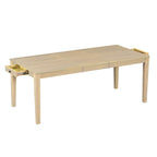 7 Pcs Dining Table Set, Solid Wood Table and Chairs Set with Extendable Dining Table, 2 Drawers and 6 Upholstered Chairs