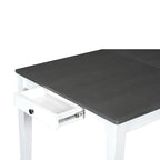 7 Pcs Dining Table Set, Solid Wood Table and Chairs Set with Extendable Dining Table, 2 Drawers and 6 Upholstered Chairs