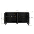 Wood Sideboard Cabinet with Pattern Door, Buffet Cabinet with Adjustable Shelves, Console Table with Solid Wood Legs