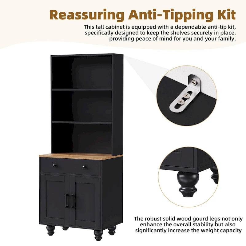 TV Stand with Bookshelves & Tempered Glass Doors, Entertainment Center with Adjustable Shelves for TVs up to 70