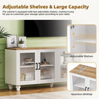TV Stand with Bookshelves & Tempered Glass Doors, Entertainment Center with Adjustable Shelves for TVs up to 70