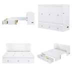 Queen Size Wood Murphy Bed with USB Port Module and Drawer