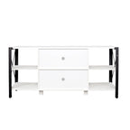 Industrial Farmhouse TV Stand with 4 Storage Shelf and 2 Storage Cabinets for Living Rooms and Kitchens