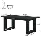 63-Inch Rectangular Wood Farmhouse Kitchen Dining Table for 4-6