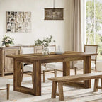 63-Inch Rectangular Wood Farmhouse Kitchen Dining Table for 4-6