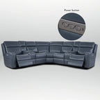 110 W Width Genuine Leather Power Recliner Sectional with Storage, USB&USB-C Port for Living Room