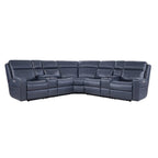110 W Width Genuine Leather Power Recliner Sectional with Storage, USB&USB-C Port for Living Room