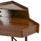 Corner Makeup Vanity Desk With Mirror & LED Lights