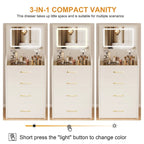 3 in 1 Vanity Desk with open Top Mirror