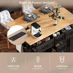 Kitchen Storage Island on Wheels with Drop Leaf & Power Outlet, 56.5 Kitchen Island with 4 Doors , 5 Deep Drawers