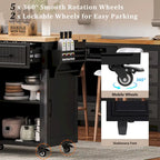 Kitchen Storage Island on Wheels with Drop Leaf & Power Outlet, 56.5 Kitchen Island with 4 Doors , 5 Deep Drawers