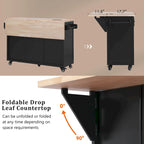 Kitchen Storage Island on Wheels with Drop Leaf & Power Outlet, 56.5 Kitchen Island with 4 Doors , 5 Deep Drawers