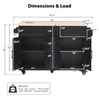 Kitchen Storage Island on Wheels with Drop Leaf & Power Outlet, 56.5 Kitchen Island with 4 Doors , 5 Deep Drawers