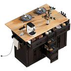 Kitchen Storage Island on Wheels with Drop Leaf & Power Outlet, 56.5 Kitchen Island with 4 Doors , 5 Deep Drawers